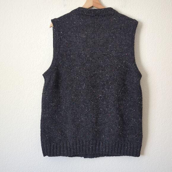 Country Kennedy Ardara Vest Pure Wool Ireland Gray Unisex Fisherman Knit V-Neck - Picture 5 of 6